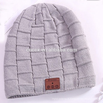 PK18ST012 en gros laine cachemire bonnet bonnet tricoté avec des écouteurs sans fil